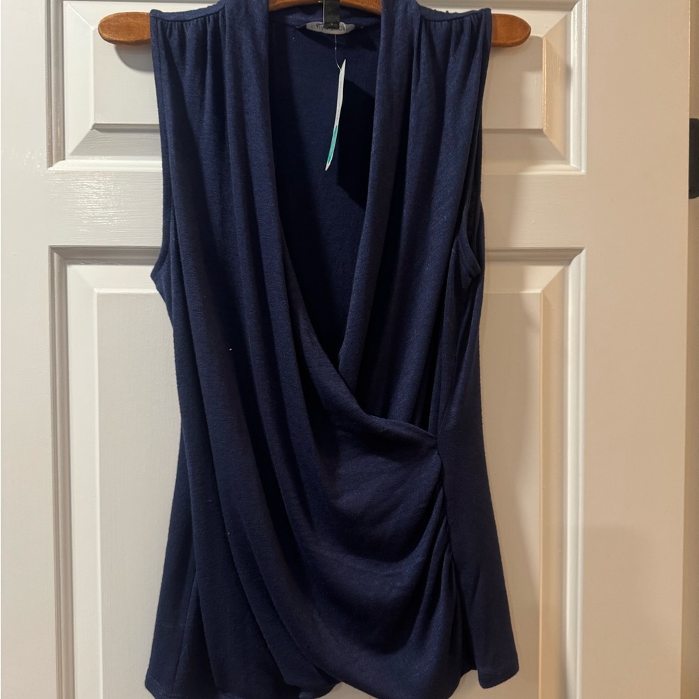 41 Hawthorn Deep Blue Drape Blouse
